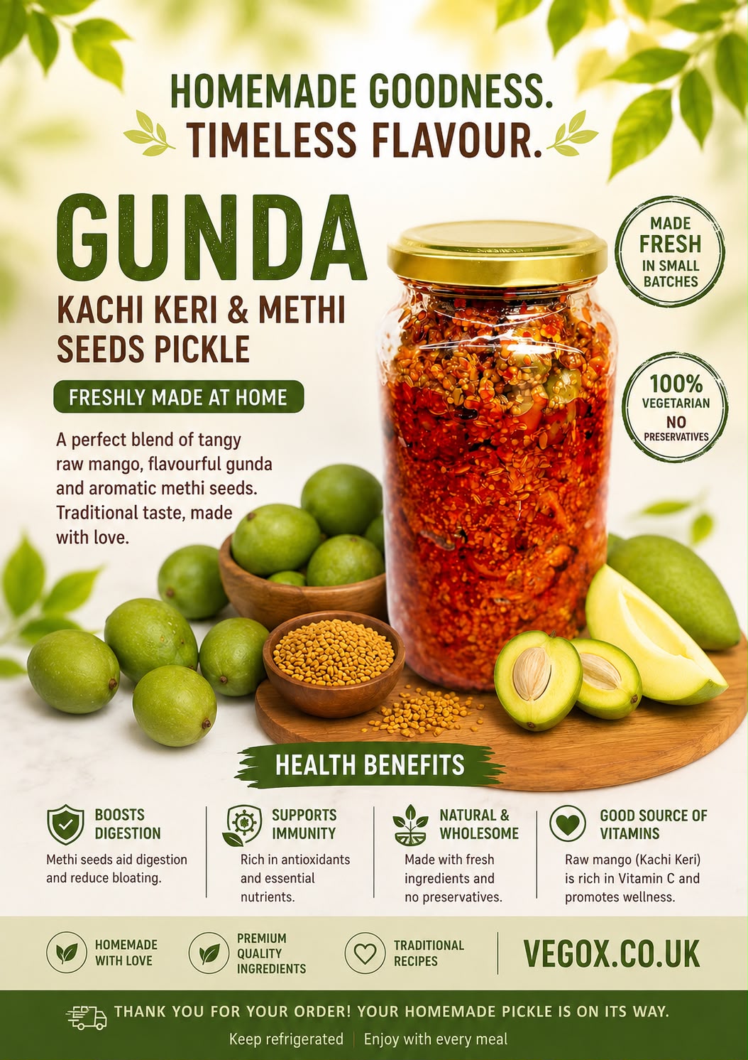 Gunda, Kachi Keri & Methi Pickle (Homemade)